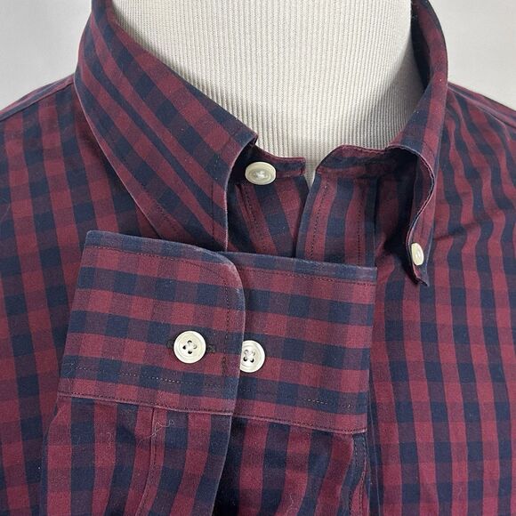 Brooks Brothers XL Regent Non Iron Shirt Red Blue Plaid Cotton Button Down - Picture 4 of 5